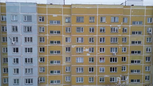 Aerial Photography of Windows of a Residential Apartment Building Soviet Buildings Architecture