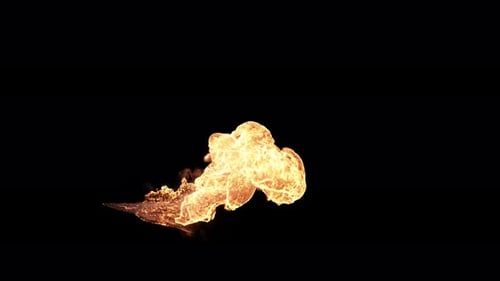 Lance-flammes soufflant sur fond transparent
