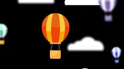Ein Ballon fliegt zwischen den Wolken in den Himmel Alpha-Kanal