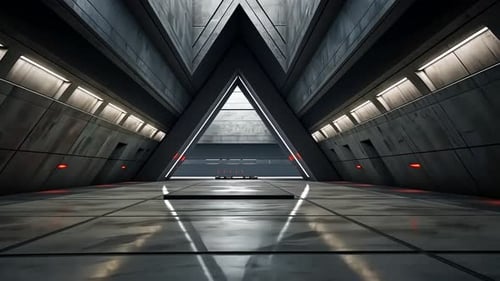 Modern, futuristic, angular corridor