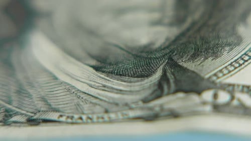 Macro of Benjamin Franklin Portrait on the New 100 Dollar Bill USA Selective Focus