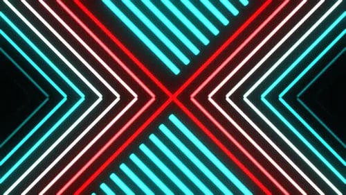 Turquoise And Red Geometric Neon Background Vj Loop In 4K