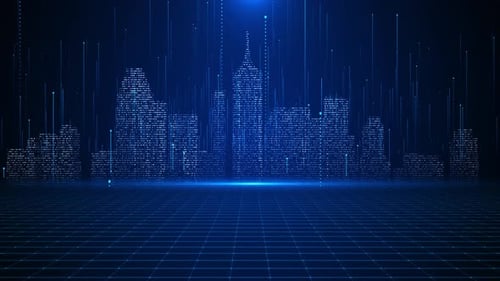 Modern Digital Smart City Cityscape Digital Metaverse 3D Artificial Intelligence AI Technology