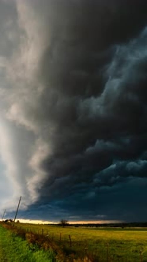 Ominous Storm Clouds Rolling Over Rural Green Field