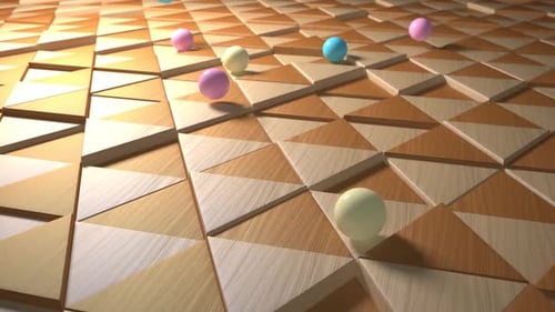 Dynamic Bouncing Spheres on 3D Geometric Triangle Background Loop