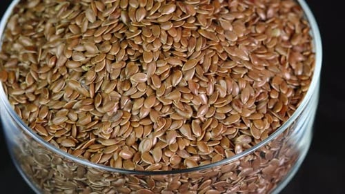 Flax Seeds in Clear Glass Container