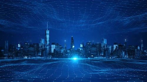 Smart City Digital Cyberspace Digital Data Network Connections 5g High Speed Internet Connection
