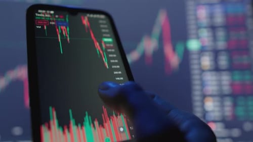 Conducting Stock Market Analysis on a Smartphone and Monitor By Displaying Graphs and Charts to
