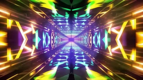 Abstract Cyberpunk VJ Loop Glowing Neon Corridor