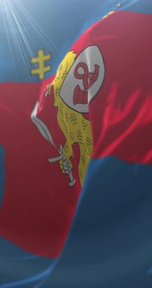 Realistic Vertical Flag Waving with Heraldic Emblem