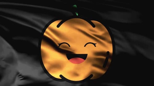 Wellenanimationshintergrund aus schwarzem Stoff mit Halloween-Früchten