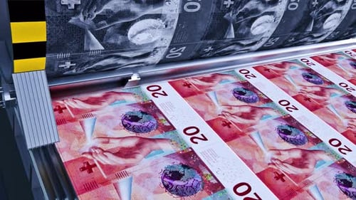 Printing Swiss Franc Banknotes on an Industrial Money Production Machine