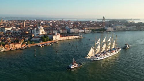 Venice Italy Aerial Panorama of Sunrise Over the Venetian Skyline Italy