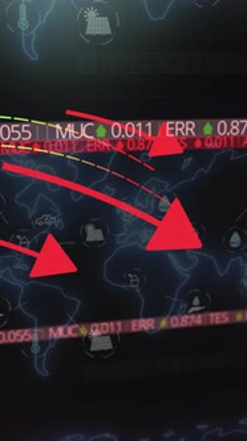 Futuristic Global Data Interface with Stock Market Tickers