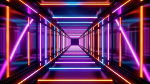 Futuristic Neon Tunnel Animation with Glowing Lines