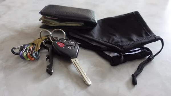 Personal Items: Keys, Wallet, and Face Mask, Industrial Stock Footage ...