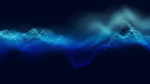 Audio Blue Waveform Digital Particle Motion Loop Background Abstract Music Dot Waves Equalizer