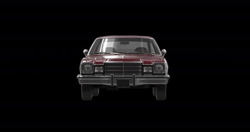 White Vintage Classic Car 360° Rotation on Transparent Background (Loop)
