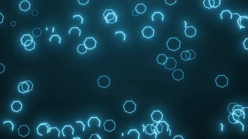 Blue Glowing Hexagonal Digital Background, Abstract Geometric Loop Animation Video
