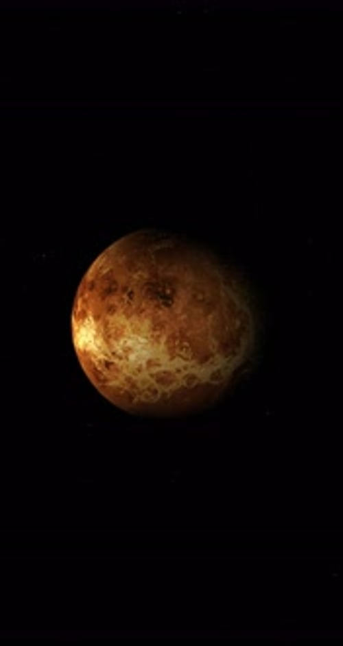 Rotating Planet Venus in Dark Outer Space