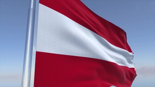 Realistic Austrian Flag Waving in Blue Sky
