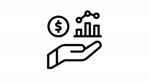 Animated Flat Design Icon Showing Financial Growth and Data