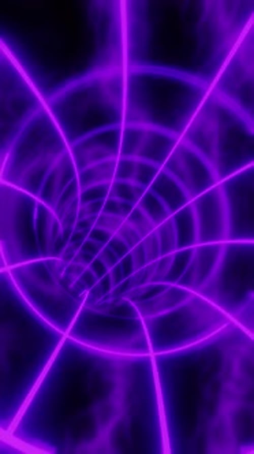 Purple Color Animation Loop with Glowing Lights Interdimensional Tunnel Background 3d