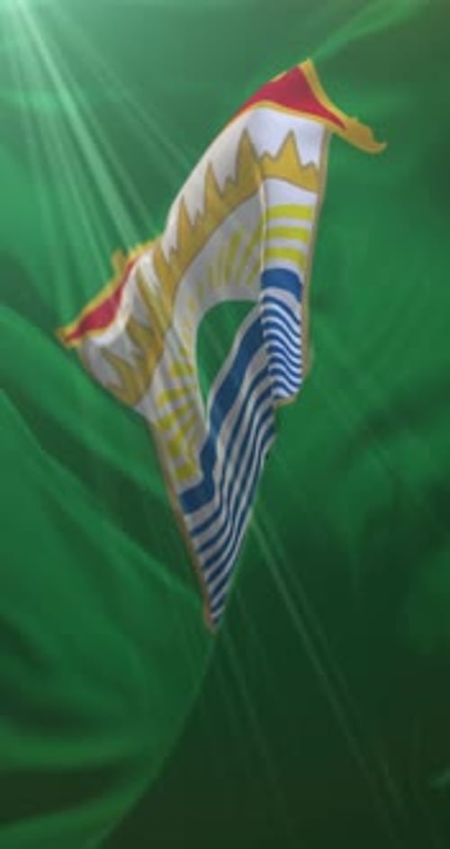 Waving Flag Animation with Official Emblem on Green Background