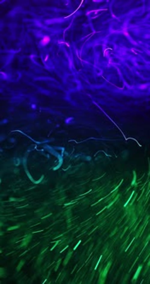 Whirling Purple And Green Atoms With Horizontal Split