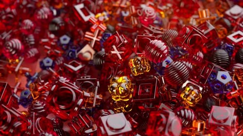 3d Abstract Background with Translucent Red Orange and Purple Geometric Shapes in a Chaotic