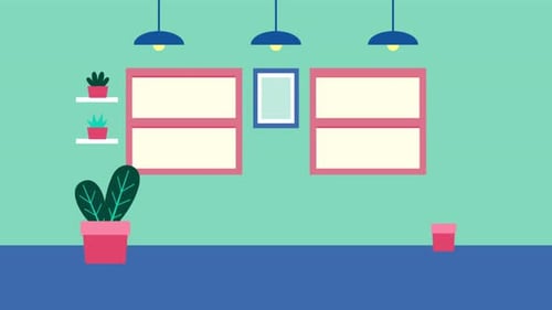 Flat Design Animation of People Collaborating in an Office