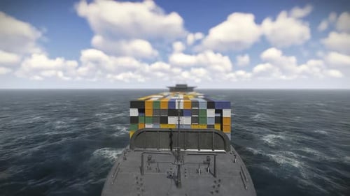 Aerial View Of a Cargo Vessel In Ocean