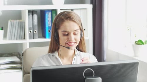 Professional Support Operator is Working in Home Office Workplace of Woman Solving Customer Problems