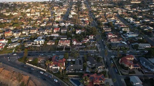 San Diego Cliffs California USA, aerial view of streets and buildings in upscale residential neighbo