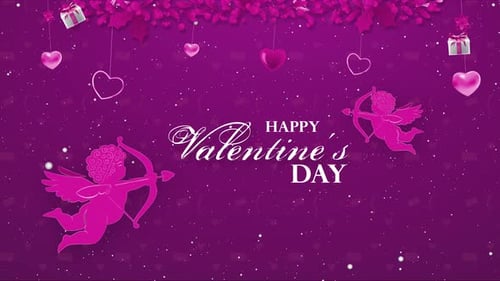Animated Valentine's Day Greeting with Cupids and Hearts