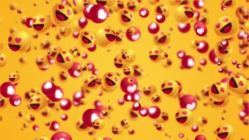 Floating Love Heart Emojis and Social Media Reactions Animation