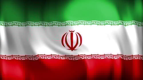 Waving Flag of Iran with Realistic Fabric Motion