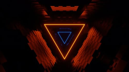 Blue And Orange Triangle Neon Tunnel Background Vj Loop In 4K