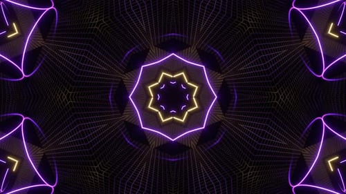 Abstract Neon Geometric Kaleidoscope Looping Background Animation