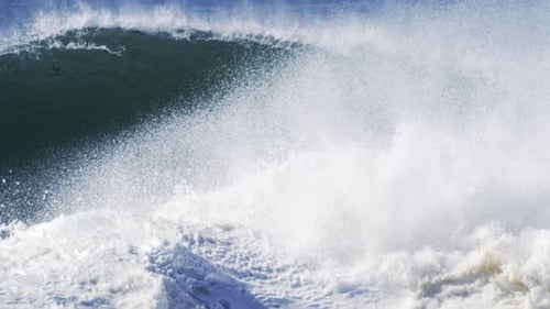 Crashing Ocean Wave with White Sea Spray