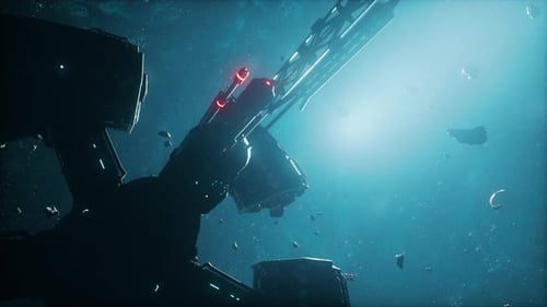 Futuristic Space Weapon Firing Red Laser Beam