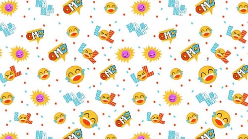 Nahtlose Looping-Animation mit Emoji-Hintergrundmustern