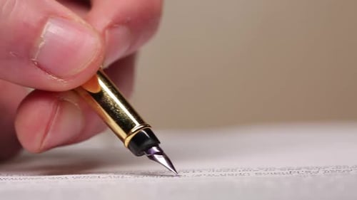 Filling Out Documents With A Beautiful Pen In The Office, Office Work