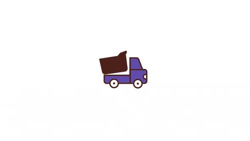 Flat Design Dump Truck Icon Animation