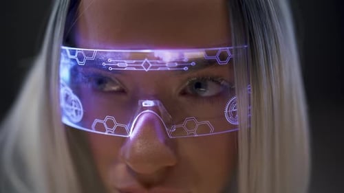 Woman Wears Futuristic Augmented Reality Glasses