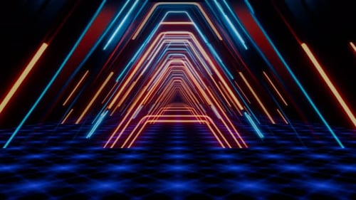 Neon Tunnel in the Shape of the Letter A VJ DJ Loop