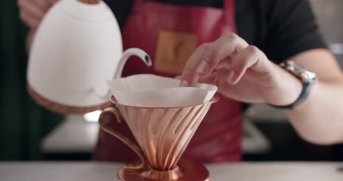 Barista Making Latte Art in Specialty Coffee Shop