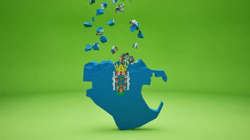 3D Map Assembly Reveal Animation with Coat of Arms