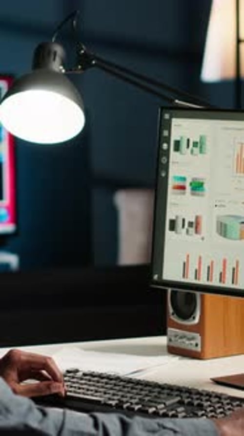 Vertical Video Research Specialist Reviewing Financial Elements and Expenses