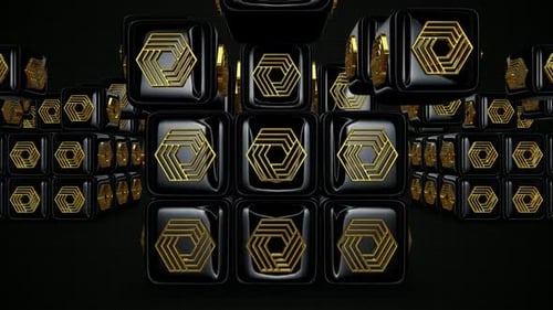Animated 3D Golden Hexagon Cubes Looping Background
